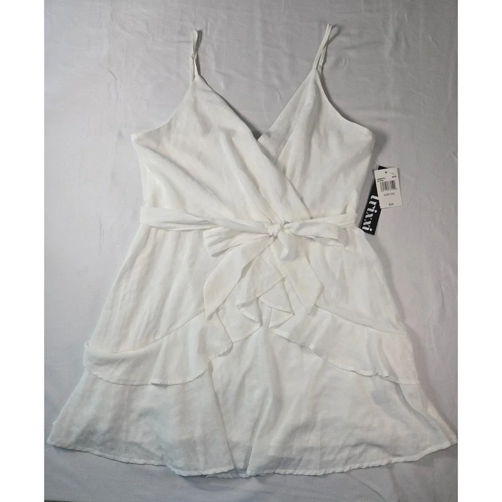 Trixxi White Faux Wrap Mini Dress Size XXL Bridal‎ Shower Feminine Summer Party